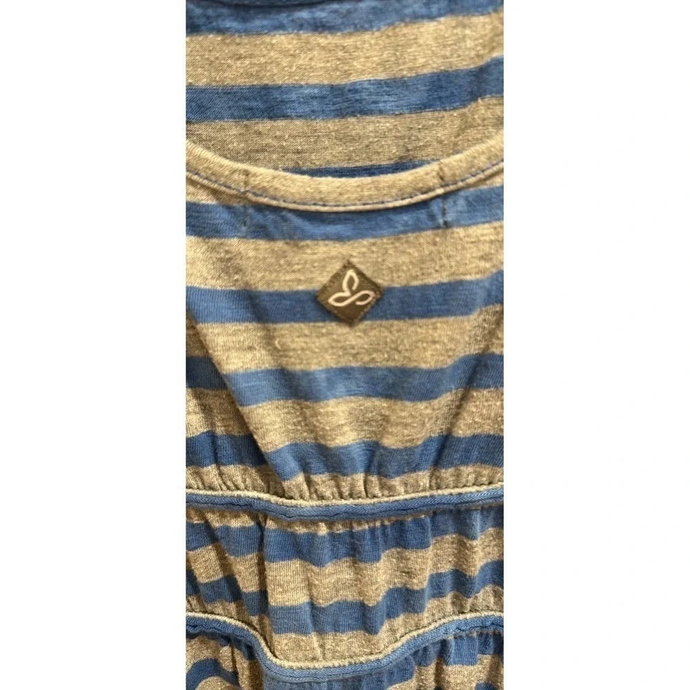 Prana‎ Striped Maxi Dress Blue Gray Sleeveless Casual Beach Vacation XS
